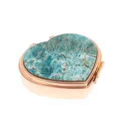 Таблетница &quot;Сердце&quot; на 3 отделения голубой апатит цвет красное золото — 