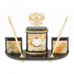 Настольный набор &quot;Герб РФ&quot; камень офиокальцит — 