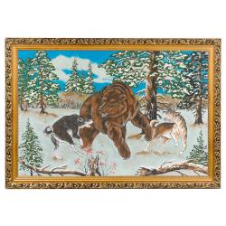 Картина &quot;Охота на медведя&quot; багет 46х66 см, каменная крошка — 