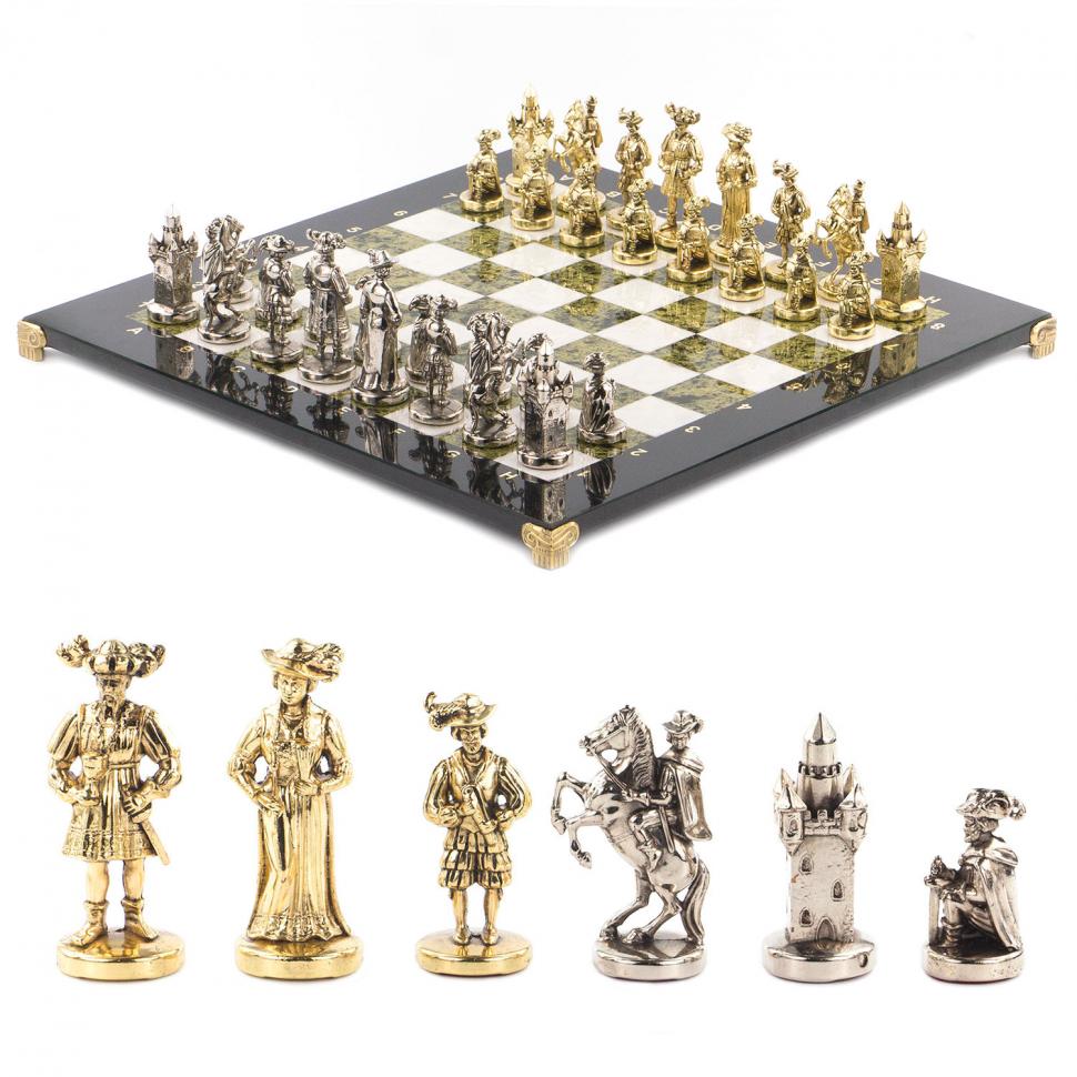 Шахматы подарочные "Средневековье" доска 44х44 см мрамор змеевик фото 1 — 