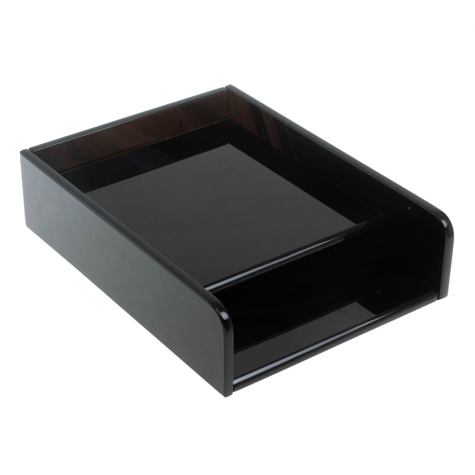Лоток для бумаг А4 двухъярусный черный обсидиан фото 1 — 