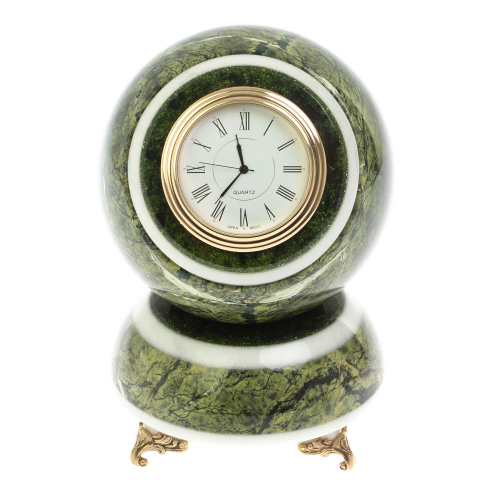 Часы шар "Антистресс" из змеевика 10,5 см фото 1 — 