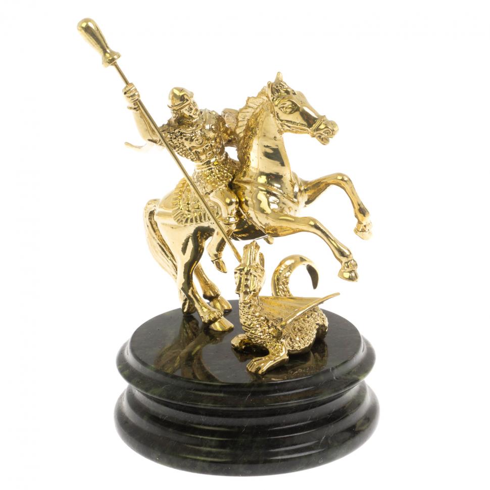 Статуэтка "Георгий Победоносец" на шабровском змеевике фото 1 — 