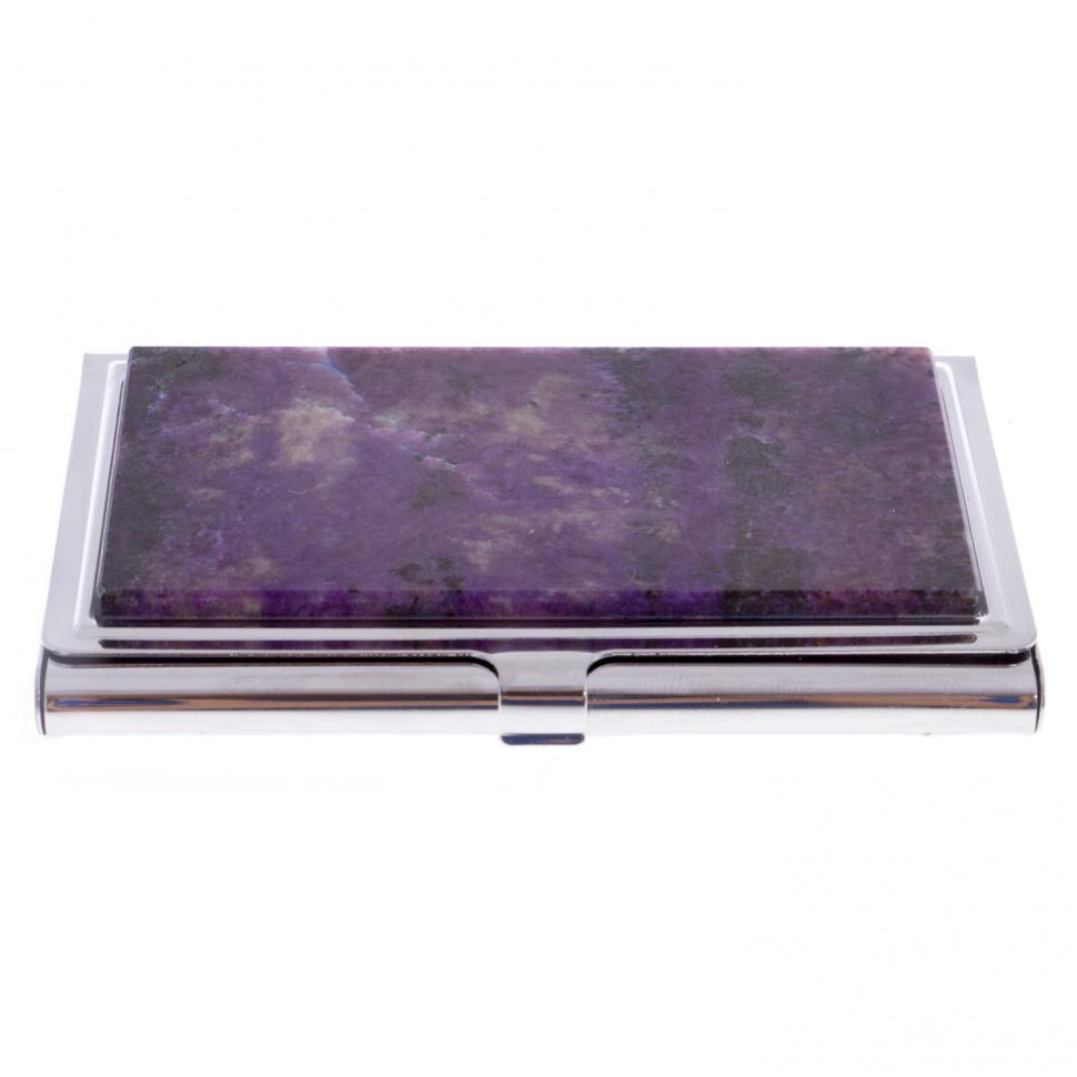 Карманная визитница с чароитом цвет серебро фото 1 — 