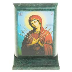 Икона &quot;Семистрельная&quot; змеевик 8х4х9,5 см — 