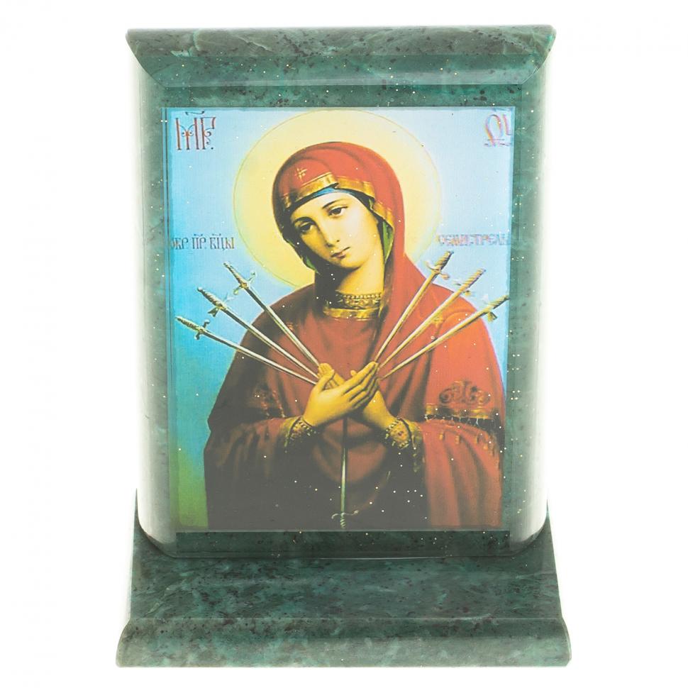 Икона "Семистрельная" змеевик 8х4х9,5 см фото 1 — 
