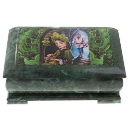 Шкатулка &quot;Хозяйка медной горы и Данила мастер&quot; змеевик 25х13,5х11 см — 