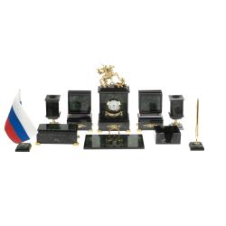 Настольный набор &quot;Георгий Победоносец&quot; из нефрита — 