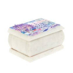 Шкатулка с рисунком &quot;Зима&quot; белый мрамор 10х6,5х6 см — 