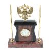Настольные часы с ручками "Герб" из камня родонит фото 1 — 
