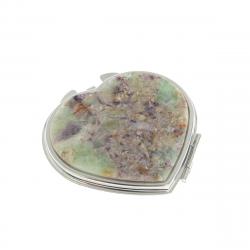 Зеркало карманное &quot;Сердце&quot; из флюорита цвет серебро — 