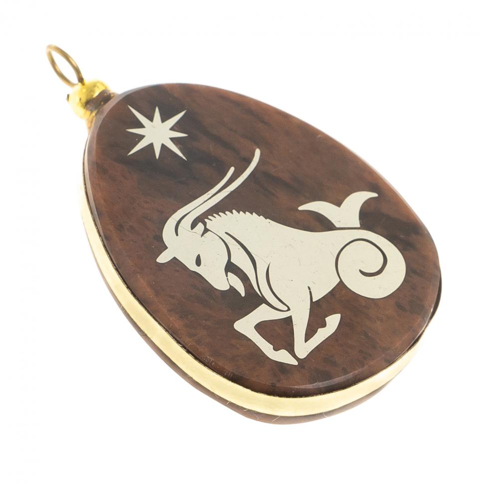 Брелок-кулон знак зодиака "Козерог" камень обсидиан фото 1 — 