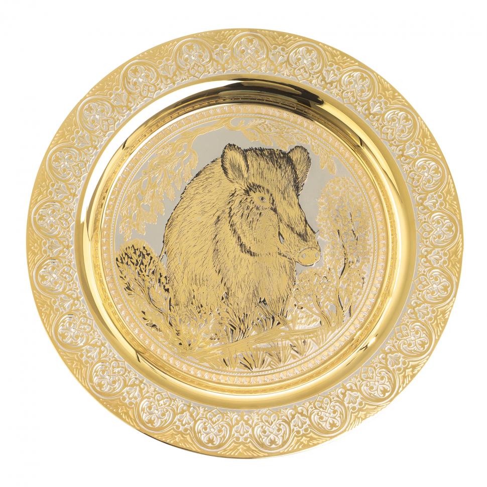 Тарелка с гравюрой "Кабан" 22,5 см Златоуст фото 1 — 