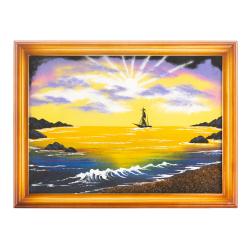 Картина &quot;Морской пейзаж&quot; багет дерево 36х46 см, каменная крошка — 