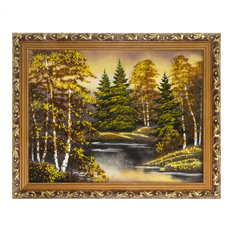 Картина "Осенняя ночь" багет 51х41 см, каменная крошка фото 1 — 