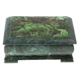 Шкатулка с иллюстрацией под малахит 25х13,5х11 см — 