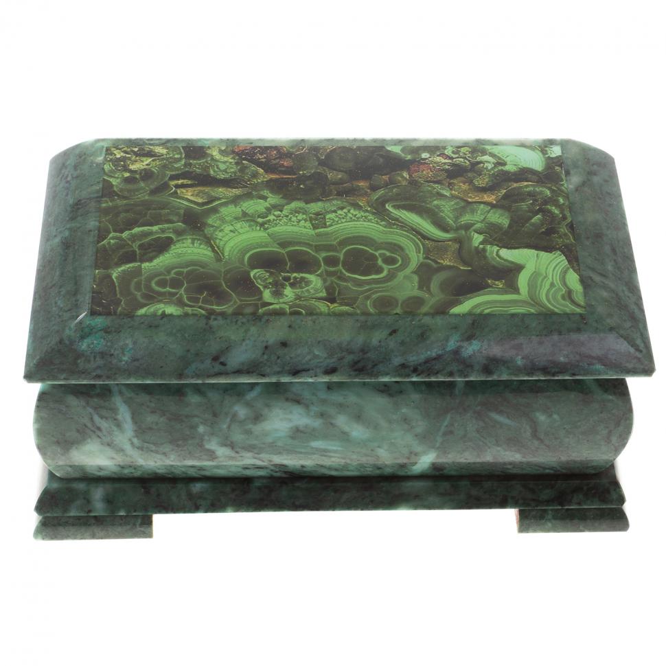 Шкатулка с иллюстрацией под малахит 25х13,5х11 см фото 1 — 