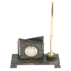 Визитница настольная с подставкой под ручку Мини 3&quot; камень змеевик — 