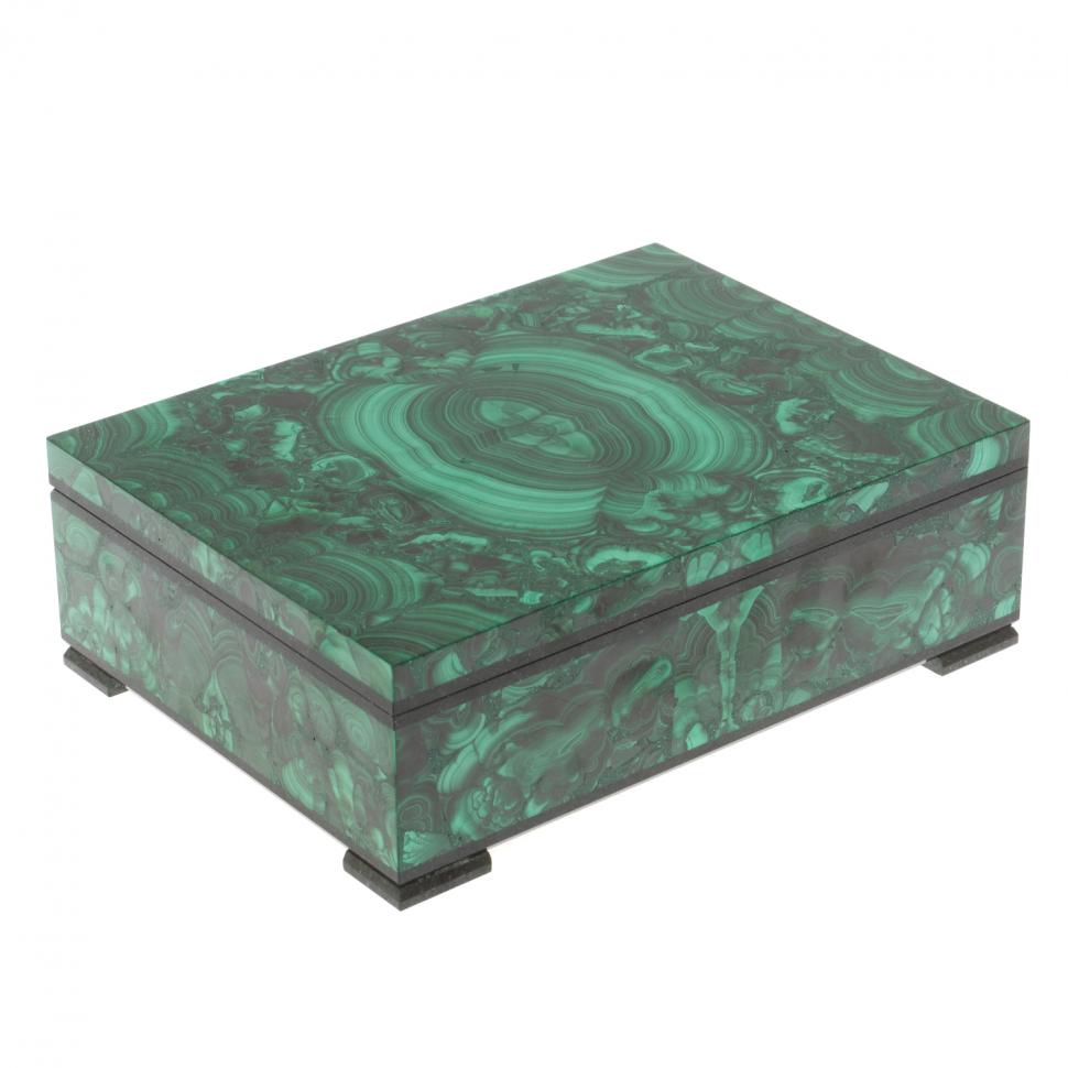 Шкатулка из малахита "Волнение" 20х15х6 см фото 1 — 