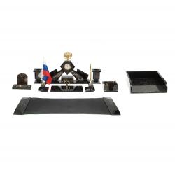 Настольный набор &quot;Герб&quot; из конгломерата с бюваром и лотком А4 — 