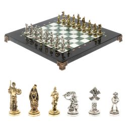 Шахматы &quot;Дон Кихот&quot; доска 28х28 см из мрамора и змеевика — 