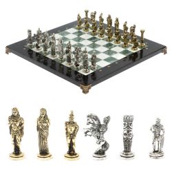 Шахматы подарочные Александр Македонский&quot; доска 36х36 см мрамор / змеевик — 