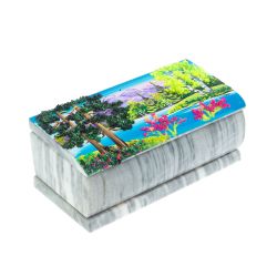 Шкатулка &quot;Лето&quot; из серого мрамора 14,5х7,5х6 см — 