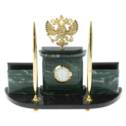 Письменный прибор &quot;Герб РФ&quot; из офиокальцита — 