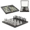 Настольный набор Шахматы Шашки Нарды 3 в 1 из камня фото 1 — 