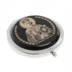 Зеркало с иконой &quot;Николай Чудотворец&quot; из черного обсидиана — 