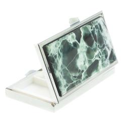 Таблетница с зеркалом на 3 отделения камень офит цвет серебро — 