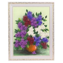 Картина &quot;Букет сирени&quot; багет 36х46 см, рисунок каменная крошка — 