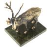 Бронзовая статуэтка "Северный олень" на подставке из камня змеевик фото 2 — 