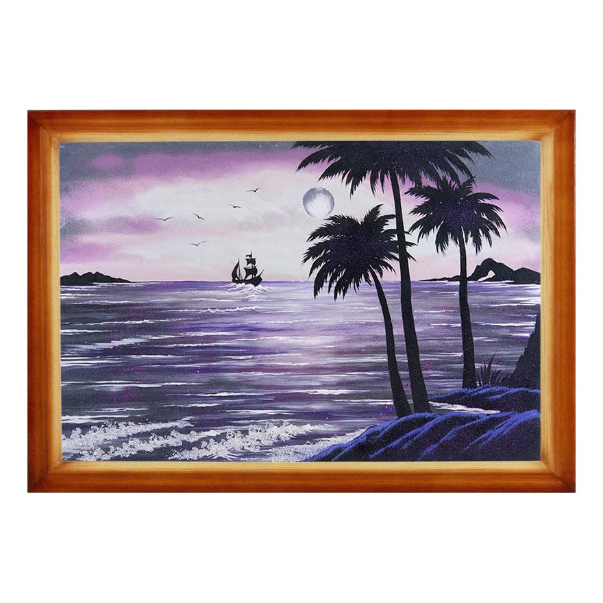 Картина "Пальмы на берегу" багет 46х66 см, каменная крошка фото 1 — 