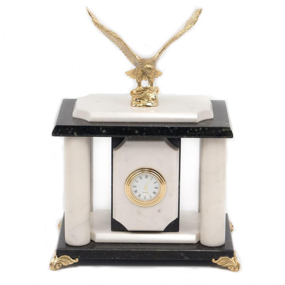 Часы "Орел" бронза мрамор змеевик фото 1 — 