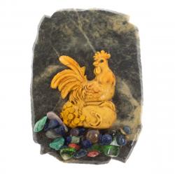 Магнит &quot;Петух на мешке с монетами&quot; змеевик — 