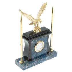 Настольные часы с ручками &quot;Орел&quot; из камня лазурит — 