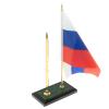 Подставка под ручку с флагом РФ из малахита 9,5х6,5х25 см фото 2 — 
