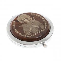 Зеркало с иконой &quot;Семистрельная&quot; из коричневого обсидиана — 