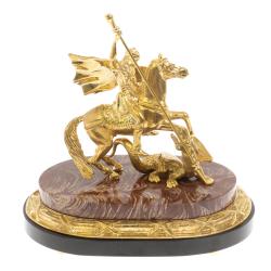 Бронзовая статуэтка &quot;Георгий Победрносец&quot; из лемезита и долерита — 