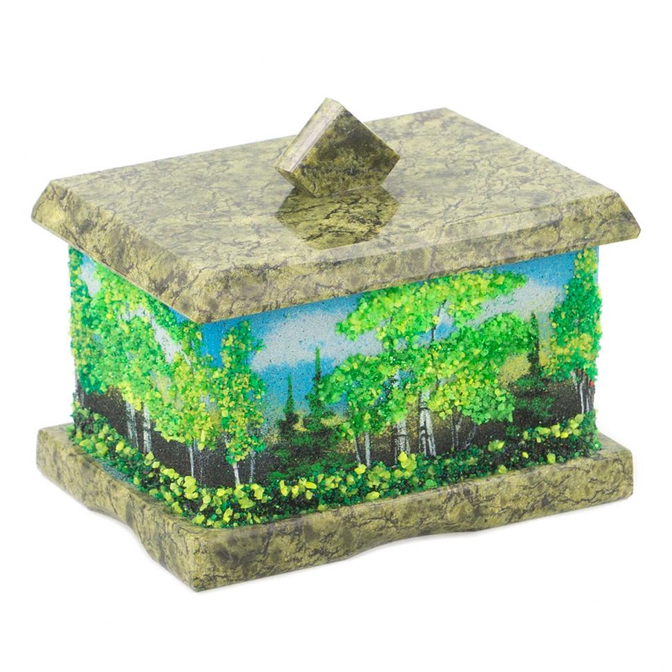 Шкатулка змеевик малая "Лето" 9х6,5х7,5 см фото 1 — 