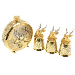 Подарочный набор &quot;Олень&quot; фляжка и 3 стопки перевертыша Златоуст — 