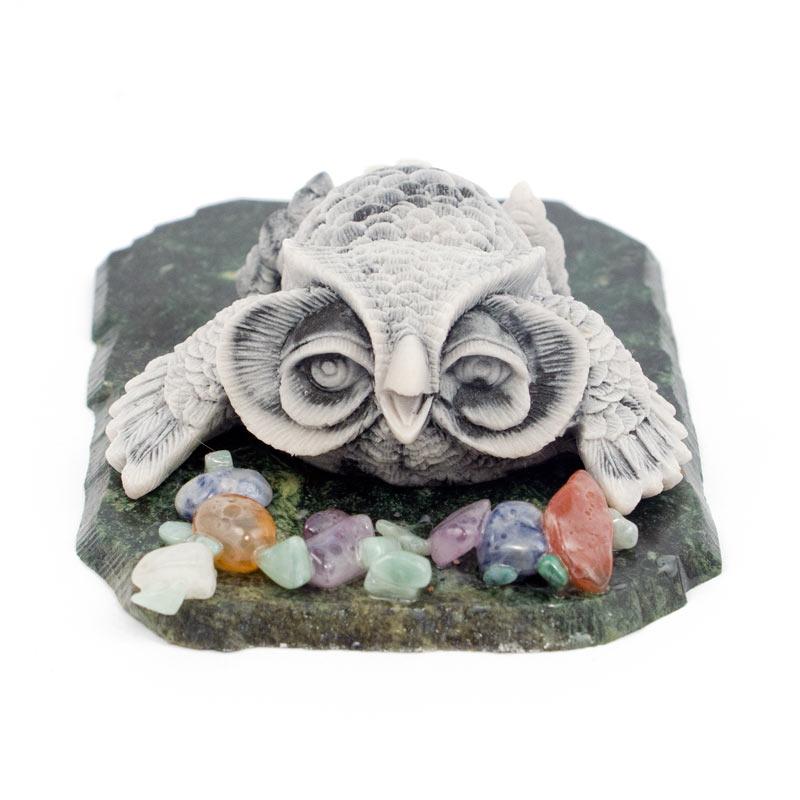 Сувенир из мрамолита "Сова лежит" фото 1 — 