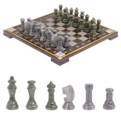 Шахматы с гравировкой &quot;Турнирные&quot; доска 36х36 см мрамор змеевик — 