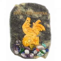 Магнит &quot;Петух на бочке с монетами&quot; змеевик — 