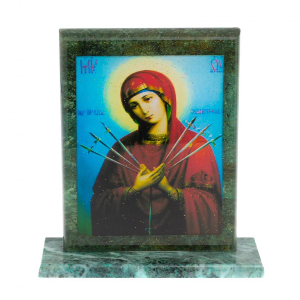 Икона "Семистрельная" змеевик 15х5х15,5 см фото 1 — 