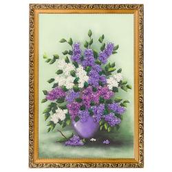 Картина &quot;Букет сирени&quot; багет гипс 46х66 см, каменная крошка — 
