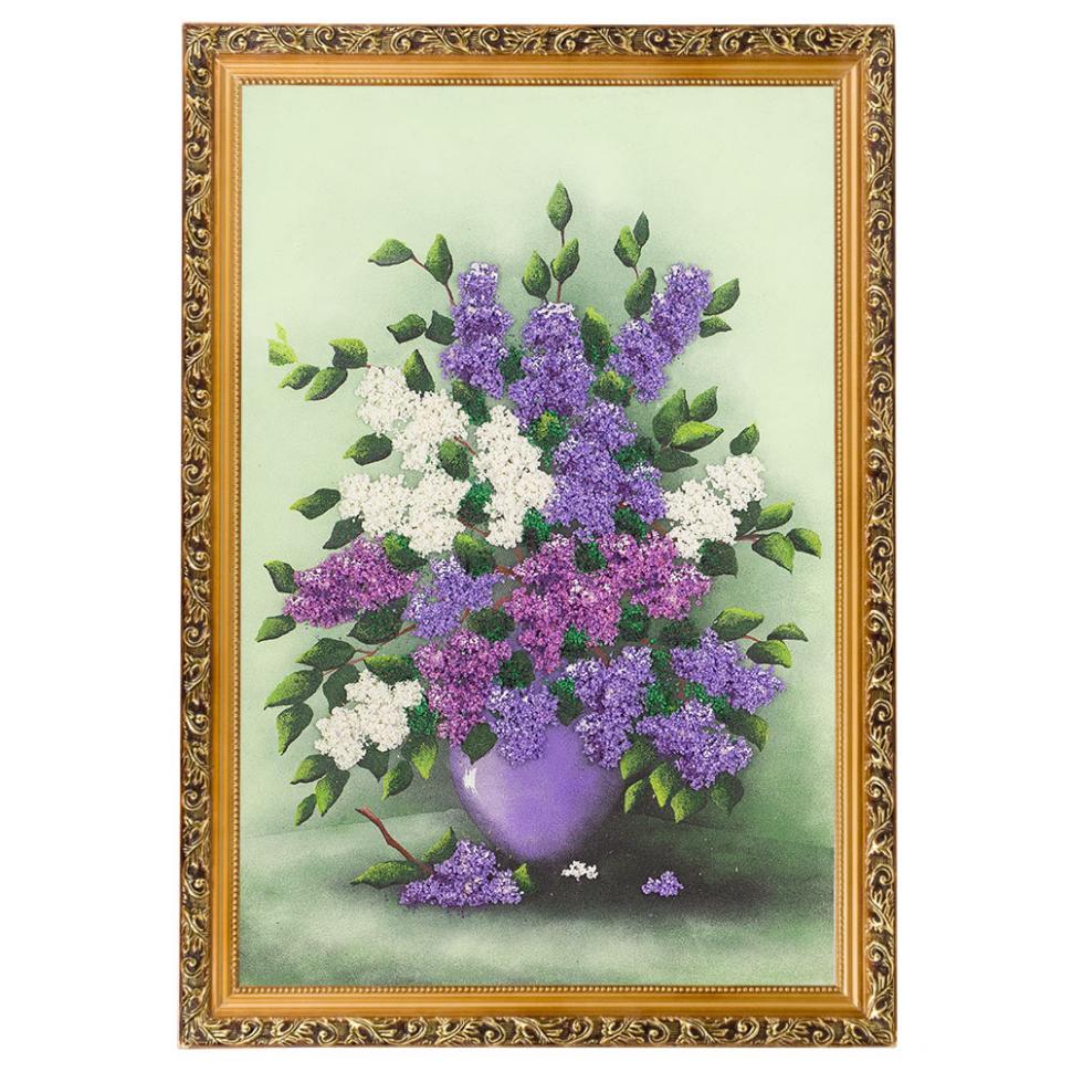 Картина "Букет сирени" багет гипс 46х66 см, каменная крошка фото 1 — 