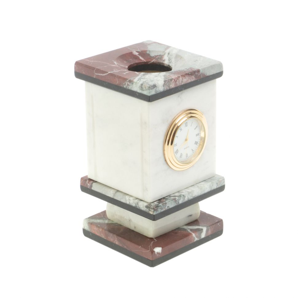 Карандашница с часами из креноида фото 1 — 