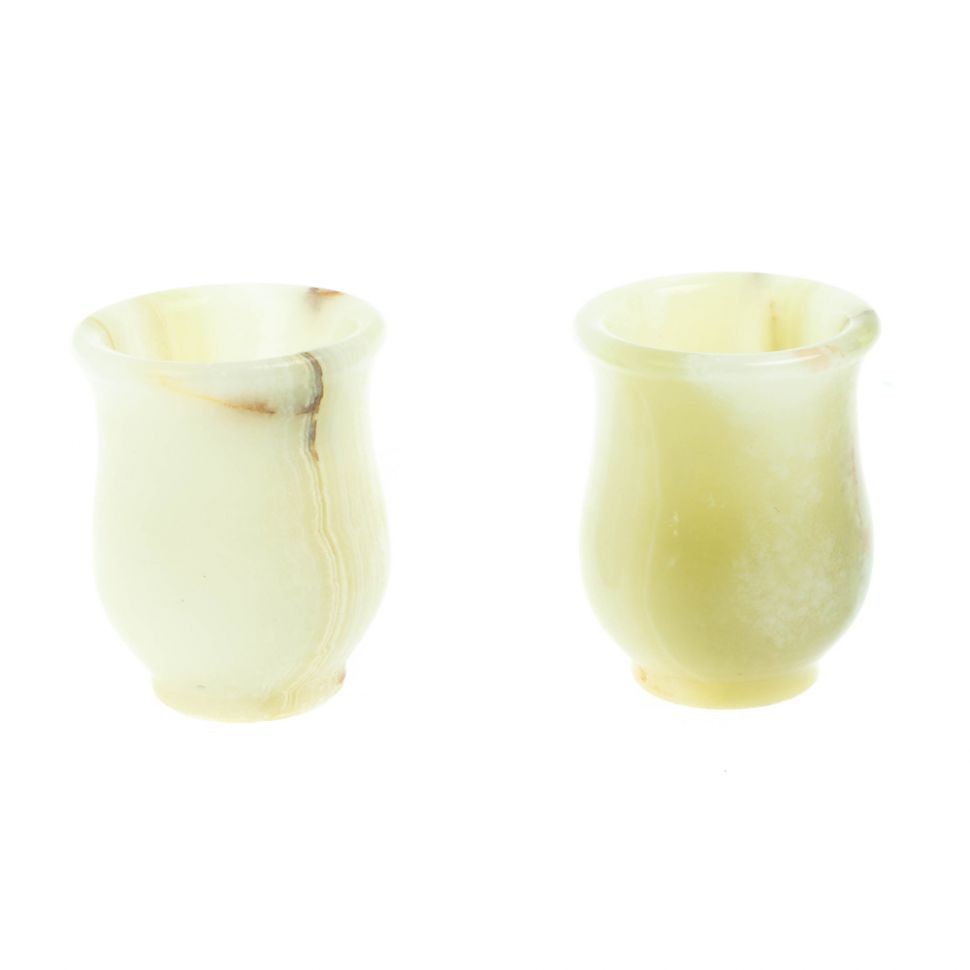 Набор стопок 2 шт "Тюльпан" из оникса 3,7х3,7х3,5 см в коробке (1,5х2) фото 1 — 